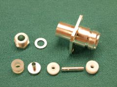 165050 - N Panel Socket Silver (4 Hole Fixing) RG58, RG223 Clamp
