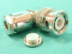 165135 - BNC Elbow Plug RG58, RG141, RG142, RG223, RG400 or Equivalent Cable, Clamp, Top Hat Compression White Bronze Body, Solder Pin Gold Plated.