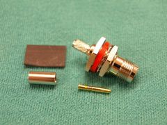 165340 - TNC Bulkhead Socket (Single Hole) RG58, RG141 or Equivalent Cable, Crimp Nickel Body, Crimp and or Solder Pin Gold Plated.
