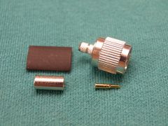 168400 - TNC Plug RG223, RG142, RG400 or Equivalent Cable, Crimp Body in White Bronze, Crimp and or Solder Pin Gold Plated.
