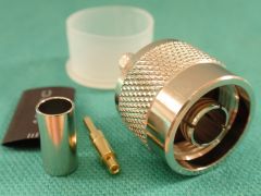 170010B - N Plug RG223, RG142 Crimp Body, Nickel and Crimp/Solder Pin Gold Plated.