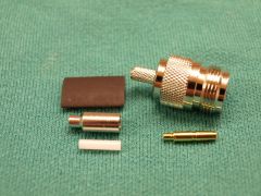 170026T - N Line Socket (Jack) RG174, RG188, RG316 Crimp Body, Nickel and Solder Pin Gold Plated.