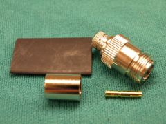 170027L - N Line Socket (Jack) RG214 or  Equivalent Cable, Crimp Nickel Body, Crimp and or  Solder Pin Gold Plated.