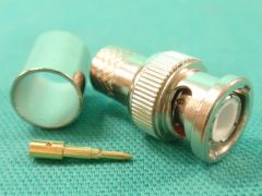 170051L - BNC Plug RG214, or  Equivalent Cable, Crimp Nickel Body, and Crimp/Solder Pin Gold Plated.