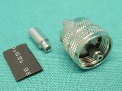 170107S - UHF Plug PL259 RG174, RG188, RG316 or Equivalent Cable, Crimp Nickel Body, Solder Pin Nickel Plated