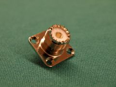 170120 - UHF Socket SO239 Panel Mounting (4 Hole Fixing) Solder Spill, Solder Pin in Nickel (Plastic Insert)