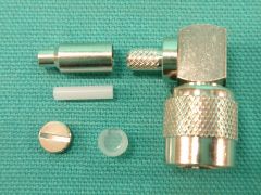 170201T - TNC Elbow Plug RG178, RG196 or Equivalent Cable, Crimp Nickel Body, Solder Pin Gold Plated.