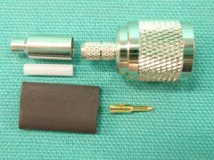 170203P - TNC Plug SR35 ( O.D. 3.5mm ) or Equivalent Cable, Crimp Body in Nickel, Solder Pin Gold Plated.
