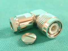 170207 - TNC Elbow Plug RG58, RG223, Top Hat Clamp Body, Solder Pin in White Bronze