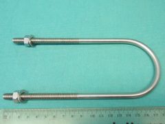 BE858SS - 2.5" U Bolt, M8 thread x 175mm internal length x 85mm thread length T316 Stainless Steel