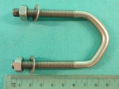 BE914/3SS 1.5" V Bolt, M8 thread x 75mm internal length x 60mm thread length in A2 Stainless Steel