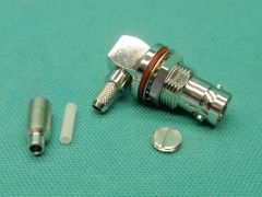 165145S - BNC Elbow Bulkhead Socket ( Single Hole) RG174, RG188, RG316 or Equivalent Cable, White Bronze
