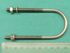 BE844SS 1.5" U Bolt, M6 thread x 95mm internal length x 60mm thread length in T316 Stainless Steel A4