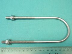 BE858SS - 2.5" U Bolt, M8 thread x 175mm internal length x 85mm thread length T316 Stainless Steel