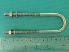 BE864SS - 1.25" U Bolt, M8 thread x 135mm internal length x 80mm thread length T316 Stainless Steel